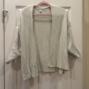 Barefoot Dreams Open-Front Cream Ribbed Cardigan